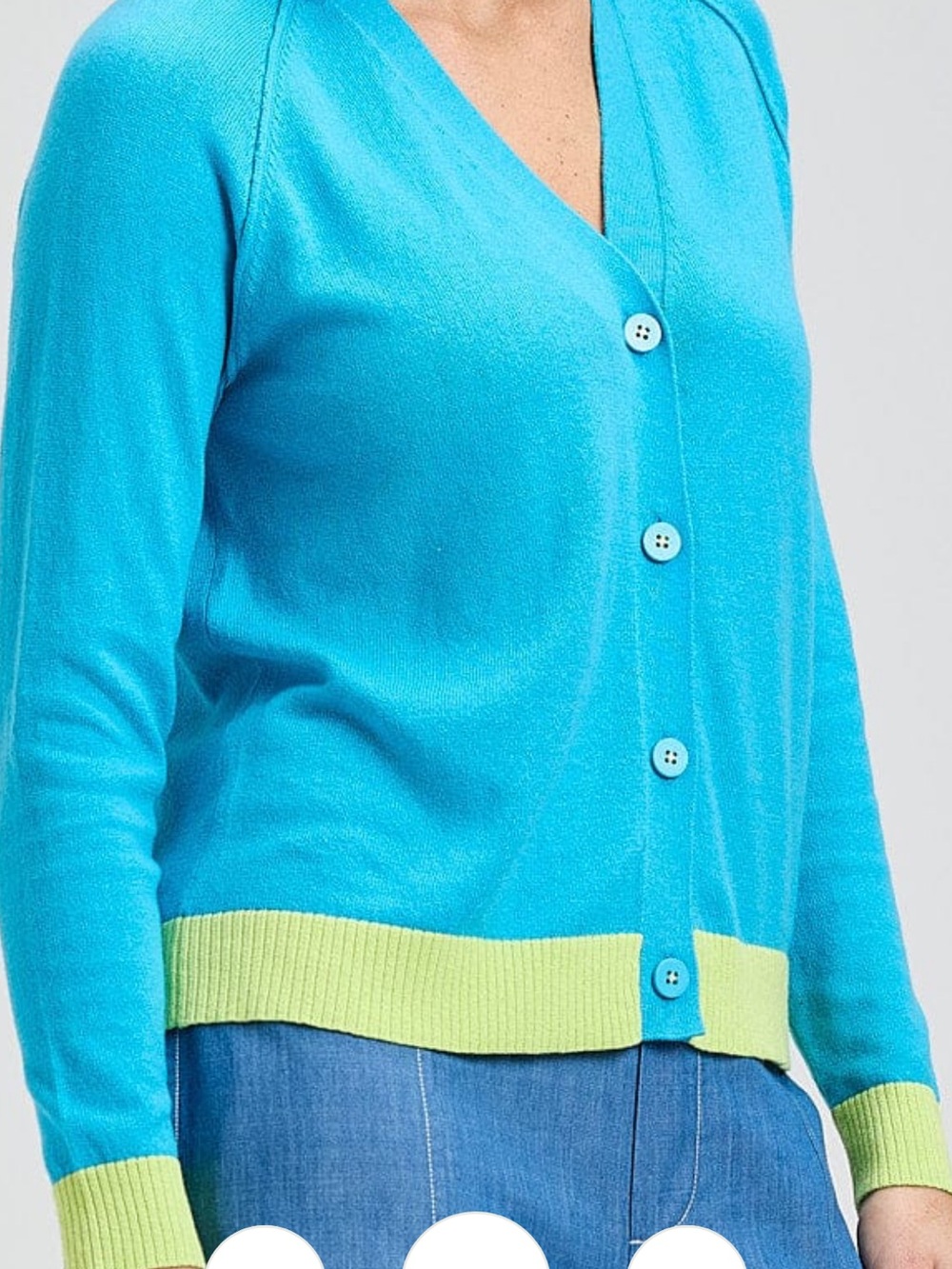 Zaket & Plover Bright Blue Crewneck Sweater with Lime Trim L